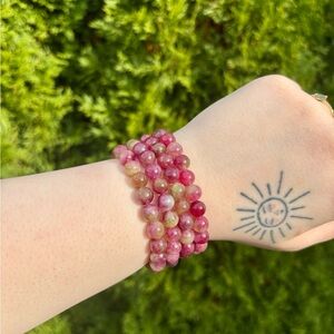 ✨Handmade Watermelon Tourmaline Crystal Bracelet – Emotional Healing & Balance✨